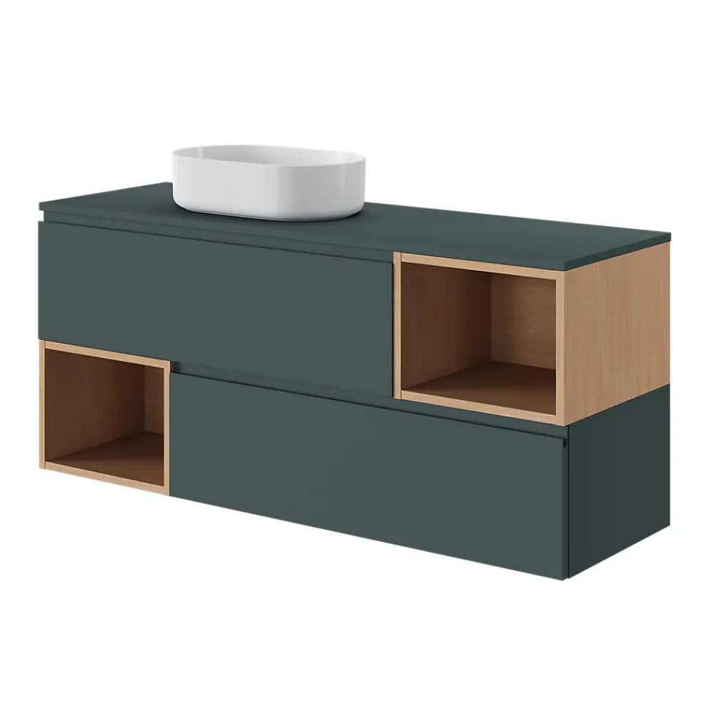 GoodHome Plan de toilette L.140 x l.45 x ép.18 cm vert forêt mat Kentia