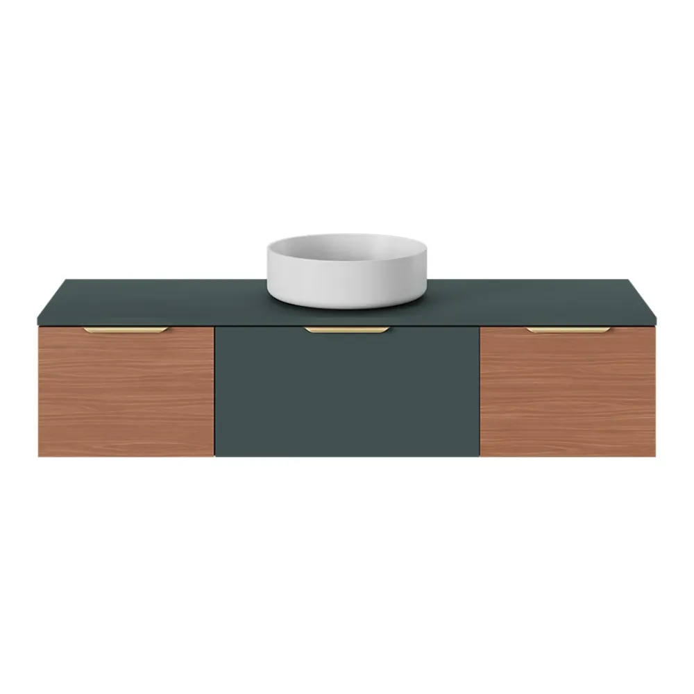 GoodHome Plan de toilette L.140 x l.45 x ép.18 cm vert forêt mat Kentia
