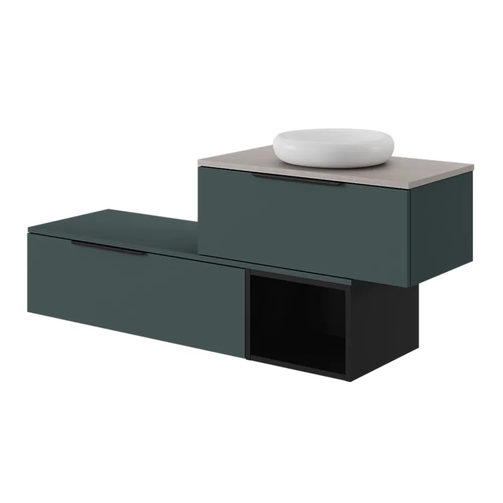 GoodHome Plan de toilette L.140 x l.45 x ép.18 cm vert forêt mat Kentia