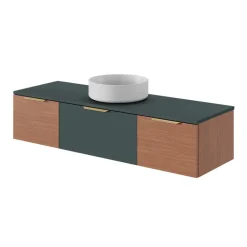 GoodHome Plan de toilette L.140 x l.45 x ép.18 cm vert forêt mat Kentia