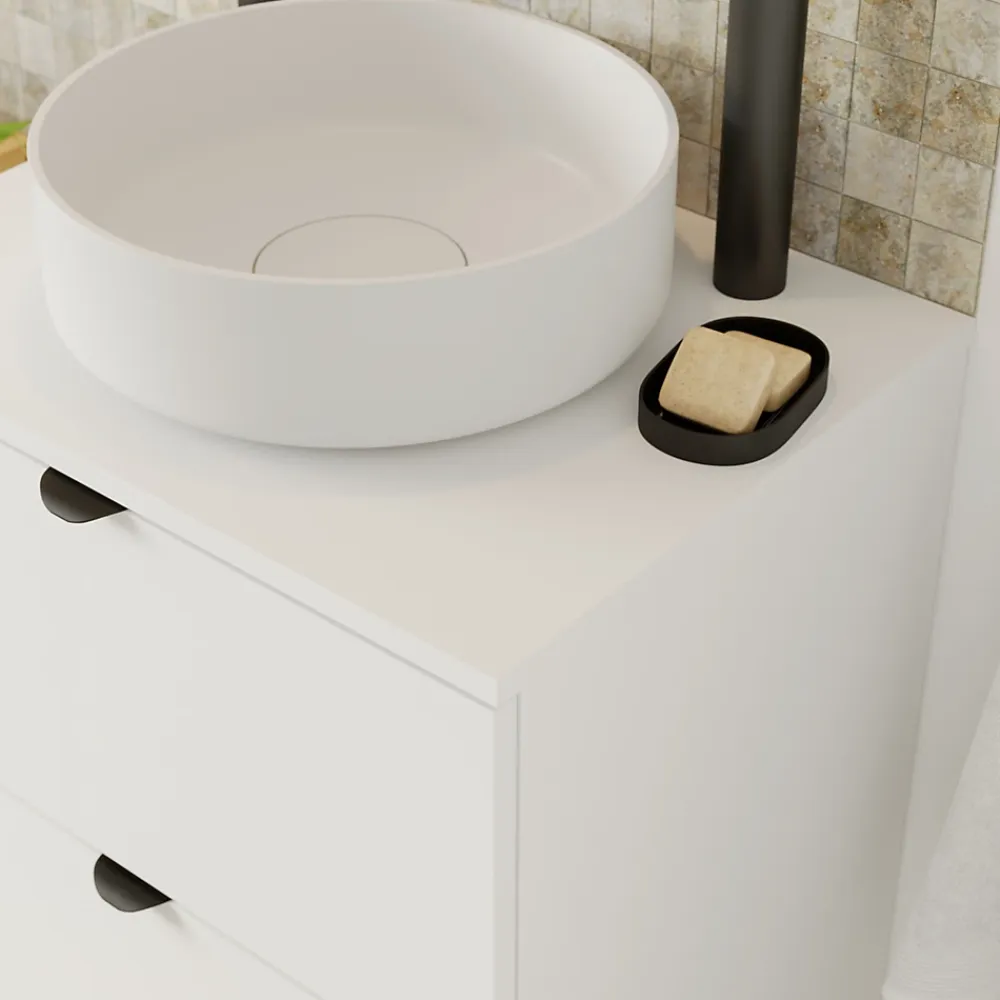 Plan De Travail Buanderie|Plan De Travail Salle De Bains|GoodHome Plan de toilette L.60 x l.45 x ép.1,8 cm, blanc mat, Kentia