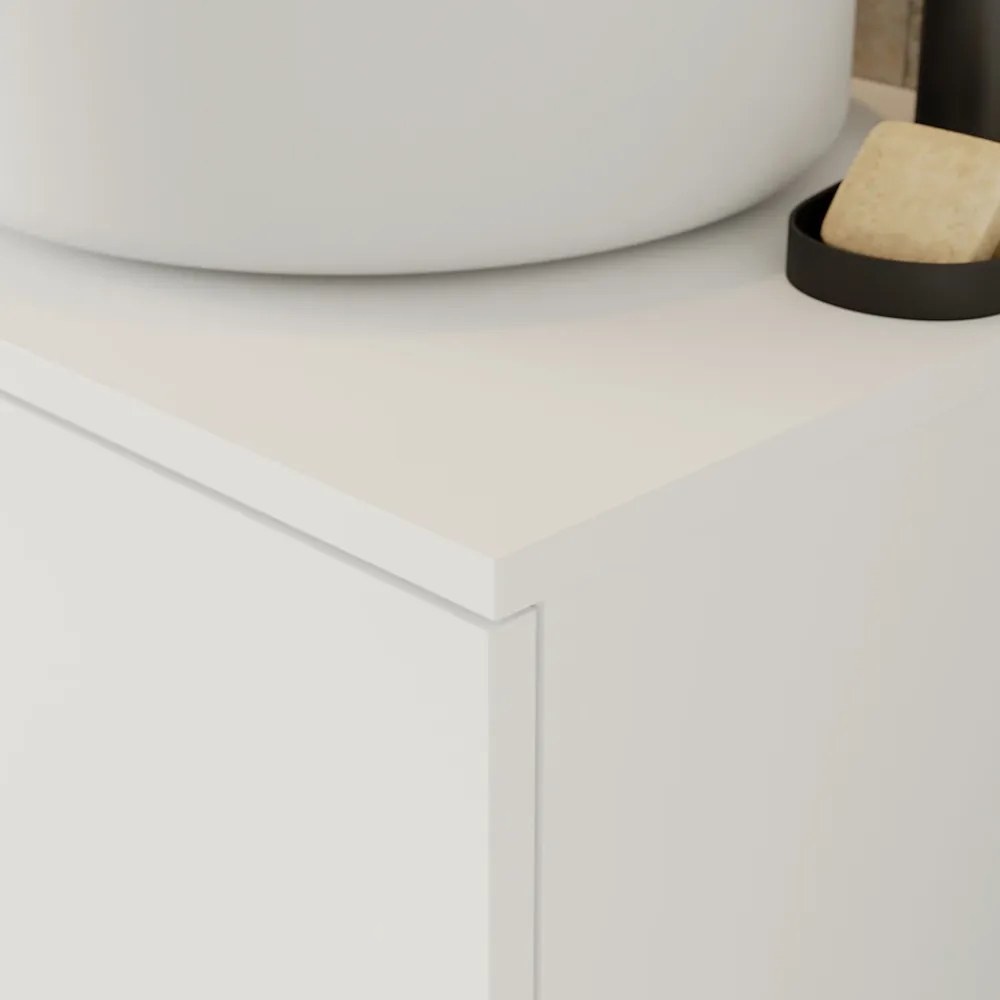 Plan De Travail Buanderie|Plan De Travail Salle De Bains|GoodHome Plan de toilette L.60 x l.45 x ép.1,8 cm, blanc mat, Kentia