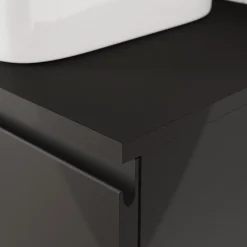 Plan De Travail Buanderie|Plan De Travail Salle De Bains|GoodHome Plan de toilette L.80 x l.45 x ép.18 cm noir mat Kentia