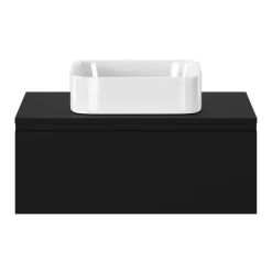 Plan De Travail Buanderie|Plan De Travail Salle De Bains|GoodHome Plan de toilette L.80 x l.45 x ép.18 cm noir mat Kentia