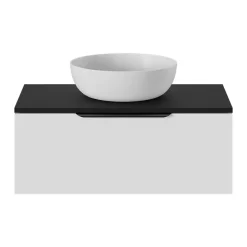 Plan De Travail Buanderie|Plan De Travail Salle De Bains|GoodHome Plan de toilette L.80 x l.45 x ép.18 cm noir mat Kentia