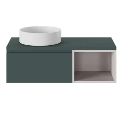 Plan De Travail Buanderie|Plan De Travail Salle De Bains|GoodHome Plan de toilette L.100 x l.45 x ép.2 cm, effet pierre noire, Cadélia