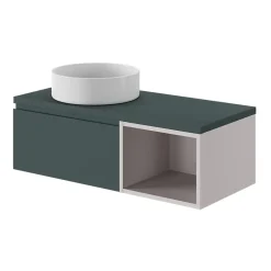 Plan De Travail Buanderie|Plan De Travail Salle De Bains|GoodHome Plan de toilette L.100 x l.45 x ép.2 cm, effet pierre noire, Cadélia