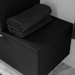 GoodHome Plan de toilette L.100 x l.45 x ép.1,8 cm, noir mat, Kentia