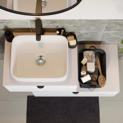 GoodHome Plan de toilette L.80 x l.45 x ép.1,8 cm, beige cachemire, Kentia