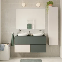 Plan De Travail Buanderie|Plan De Travail Salle De Bains|GoodHome Plan de toilette L.120 x l.45 x ép.18 cm vert forêt mat Kentia