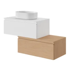 Plan De Travail Buanderie|Plan De Travail Salle De Bains|GoodHome Plan de toilette L.80 x l.45 x ép.18 cm effet chêne Kentia