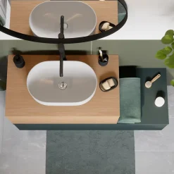 Plan De Travail Buanderie|Plan De Travail Salle De Bains|GoodHome Plan de toilette L.80 x l.45 x ép.18 cm effet chêne Kentia