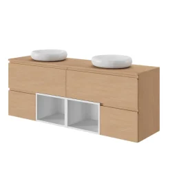 Plan De Travail Buanderie|Plan De Travail Salle De Bains|GoodHome Plan de toilette L.80 x l.45 x ép.18 cm effet chêne Kentia