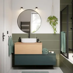 Plan De Travail Buanderie|Plan De Travail Salle De Bains|GoodHome Plan de toilette L.80 x l.45 x ép.18 cm effet chêne Kentia