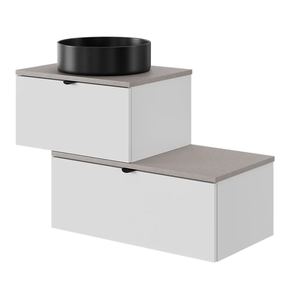GoodHome Plan de toilette L.60 x l.45 x ép.2 cm, effet granite gris, Cadélia