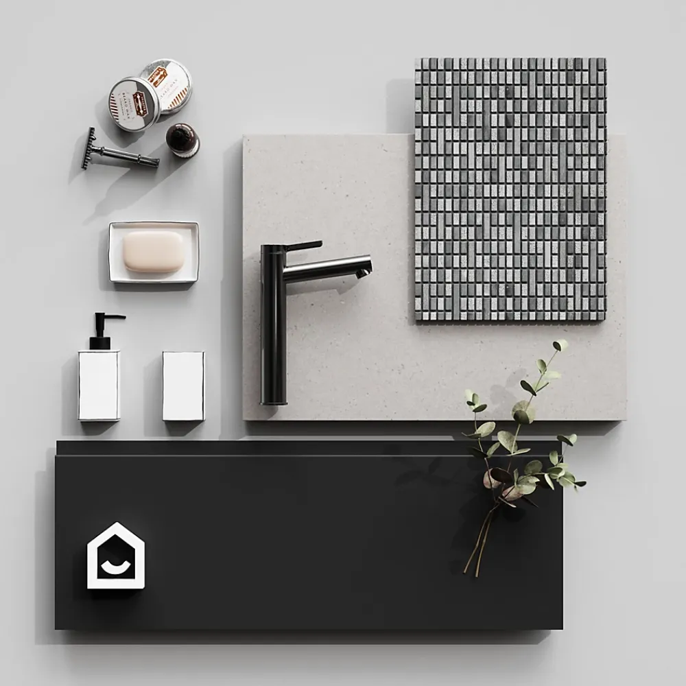 GoodHome Plan de toilette L.60 x l.45 x ép.2 cm, effet granite gris, Cadélia