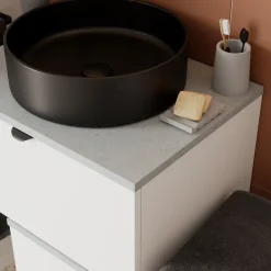 GoodHome Plan de toilette L.60 x l.45 x ép.2 cm, effet granite gris, Cadélia