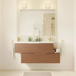 GoodHome Plan de toilette L.120 x l.45 x ép.18 cm effet noyer Kentia
