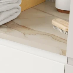 Plan De Travail Buanderie|Plan De Travail Salle De Bains|GoodHome Plan de toilette L.60 x l.45 x ép.2 cm, effet marbre beige, Cadélia