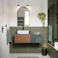 GoodHome Plan de toilette L.100 x l.45 x ép.2 cm effet marbre vert Cadélia