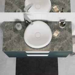 GoodHome Plan de toilette L.100 x l.45 x ép.2 cm effet marbre vert Cadélia