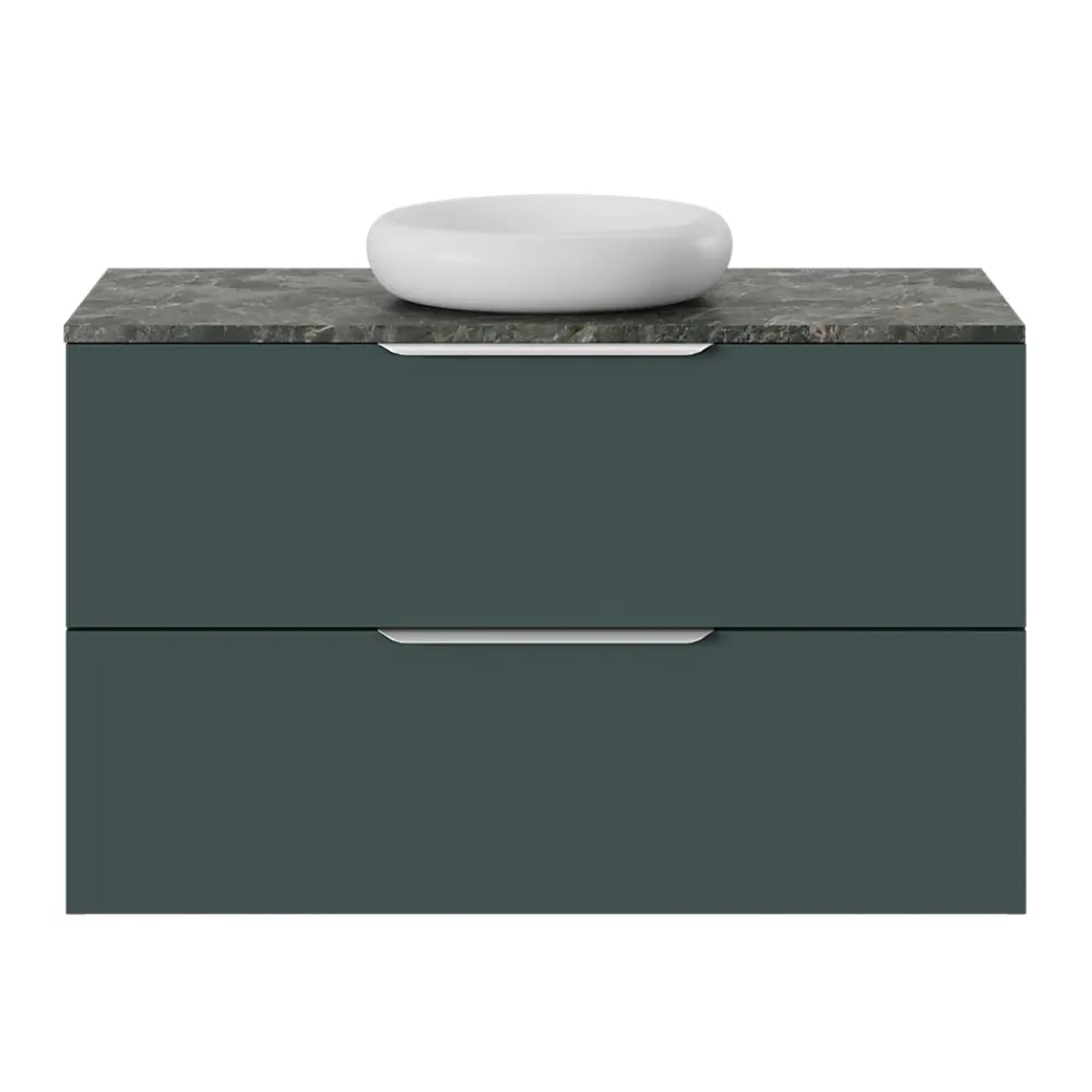 GoodHome Plan de toilette L.100 x l.45 x ép.2 cm effet marbre vert Cadélia