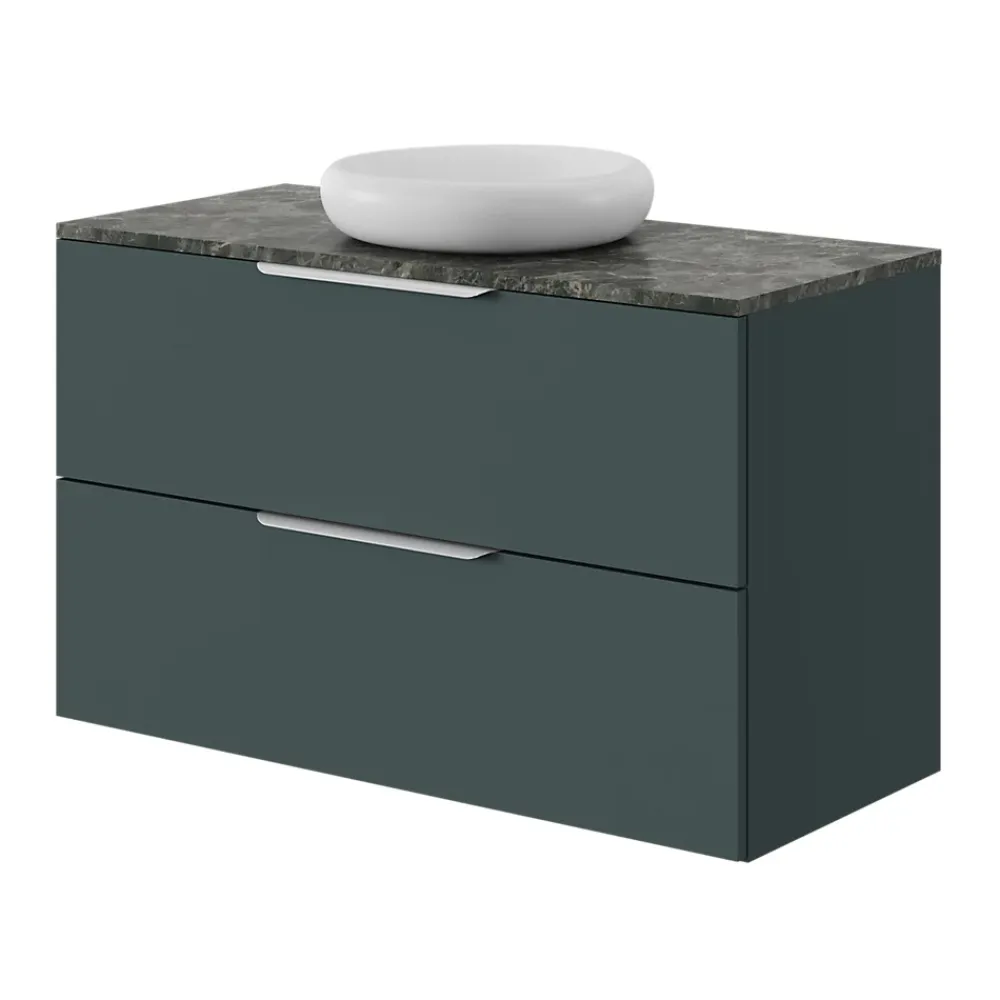 GoodHome Plan de toilette L.100 x l.45 x ép.2 cm effet marbre vert Cadélia