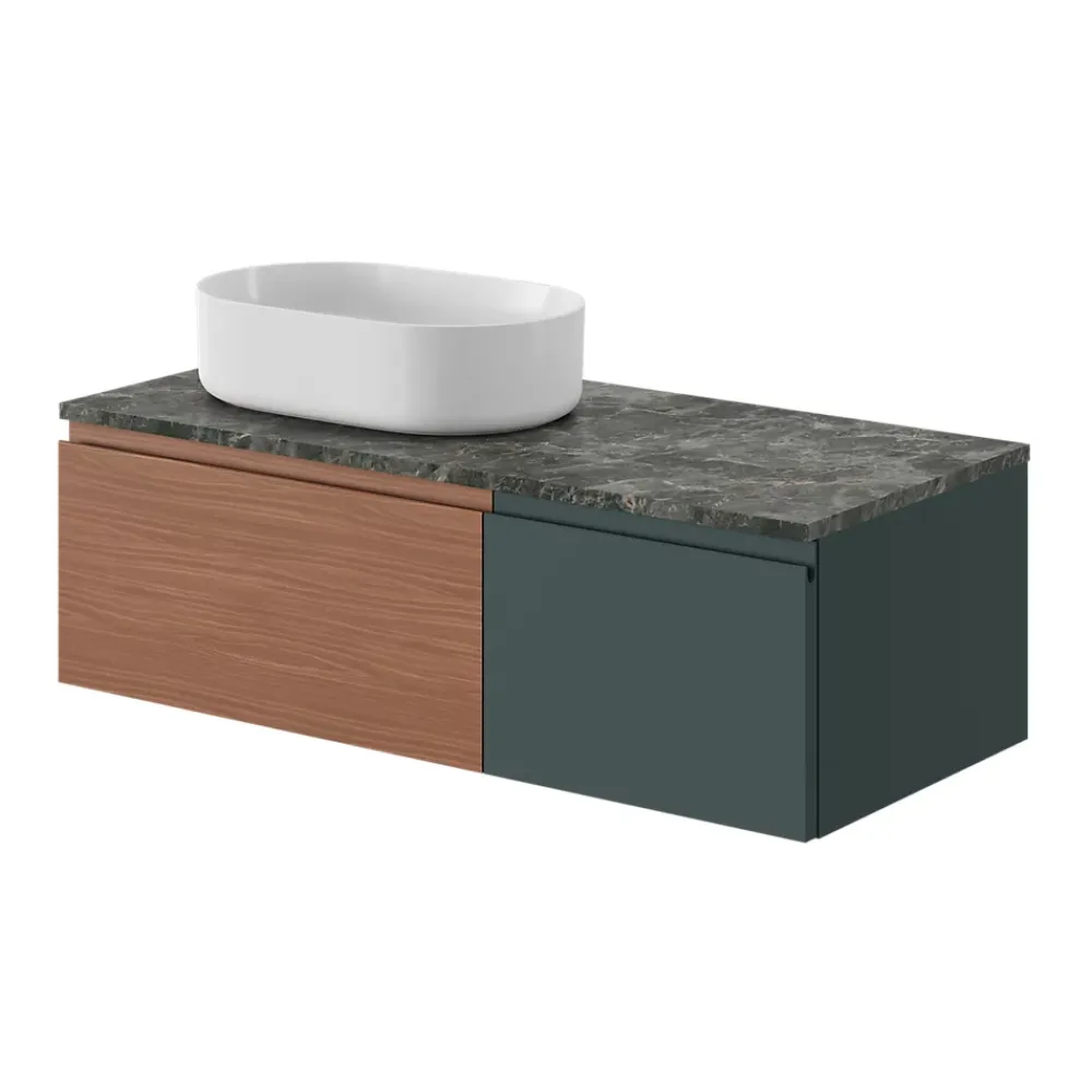 GoodHome Plan de toilette L.100 x l.45 x ép.2 cm effet marbre vert Cadélia