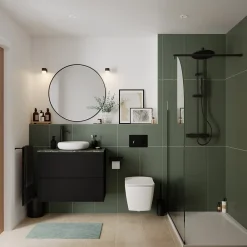 GoodHome Plan de toilette L.100 x l.45 x ép.2 cm effet marbre vert Cadélia