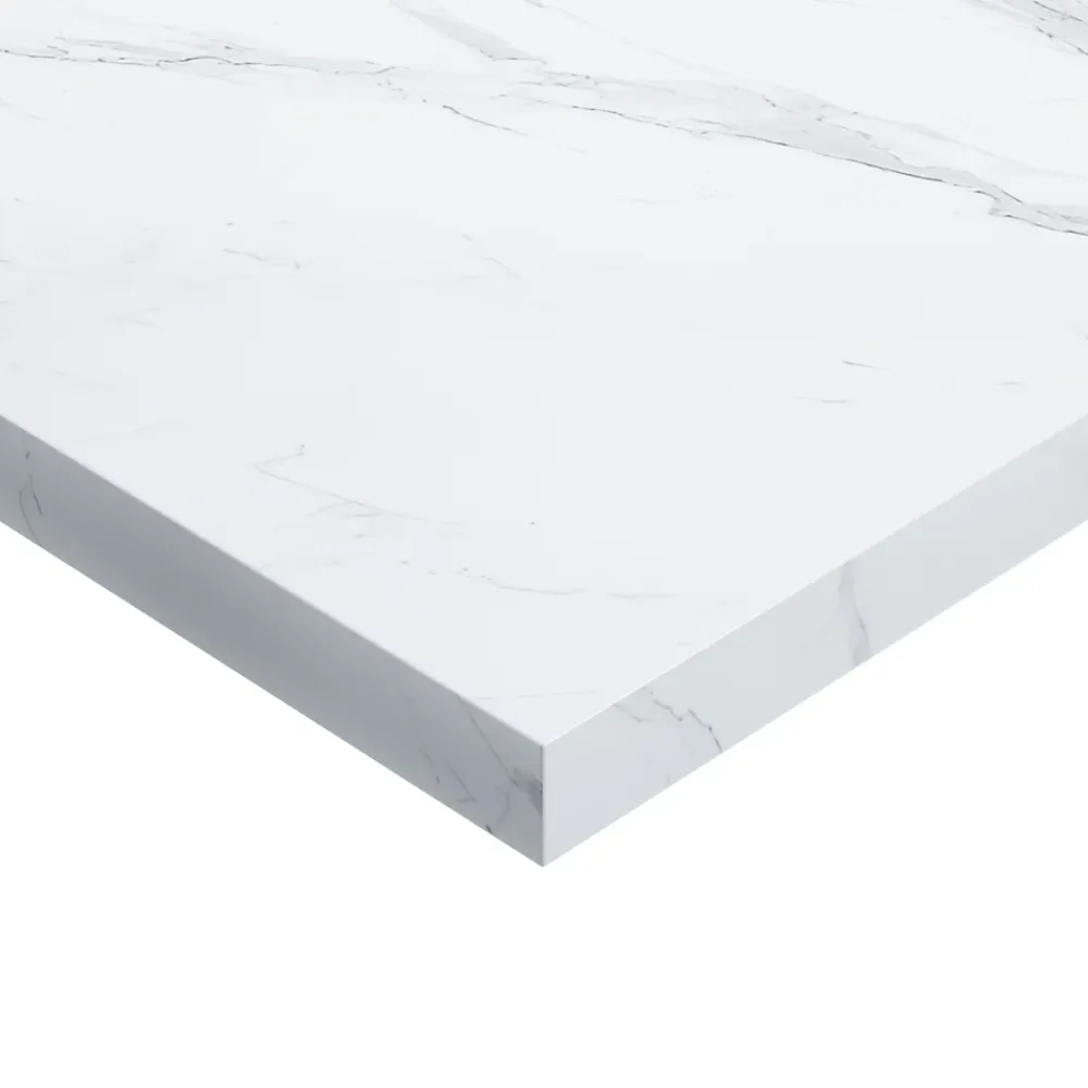GoodHome Plan de toilette L.100 x l.45 x ép.2 cm, effet marbre blanc, Cadélia