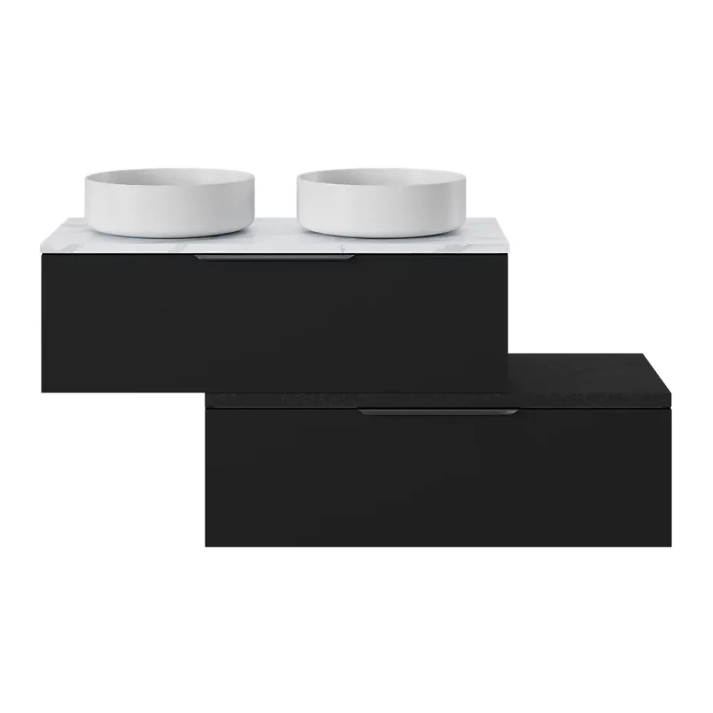 GoodHome Plan de toilette L.100 x l.45 x ép.2 cm, effet marbre blanc, Cadélia