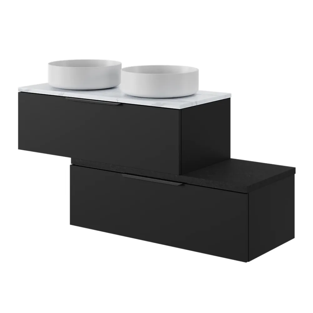 GoodHome Plan de toilette L.100 x l.45 x ép.2 cm, effet marbre blanc, Cadélia