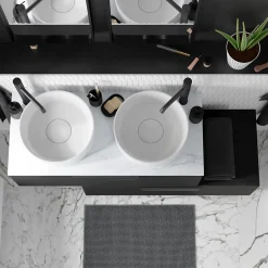 GoodHome Plan de toilette L.100 x l.45 x ép.2 cm, effet marbre blanc, Cadélia