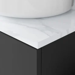 GoodHome Plan de toilette L.100 x l.45 x ép.2 cm, effet marbre blanc, Cadélia