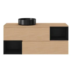 GoodHome Plan de toilette L.140 x l.45 x ép.2 cm effet pierre noire Cadélia