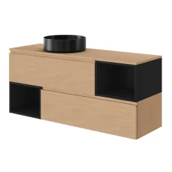 GoodHome Plan de toilette L.140 x l.45 x ép.2 cm effet pierre noire Cadélia