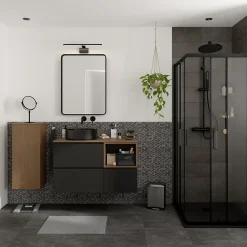 GoodHome Plan de toilette L.100 x l.45 x ép.18 cm effet noyer Kentia