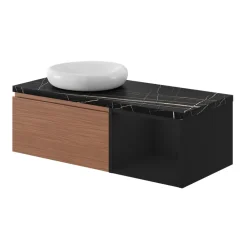 GoodHome Plan de toilette L.100 x l.45 x ép.2 cm effet marbre noir Cadélia