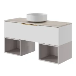 Plan De Travail Buanderie|Plan De Travail Salle De Bains|GoodHome Plan de toilette L.120 x l.45 x ép.2 cm effet travertin Cadélia