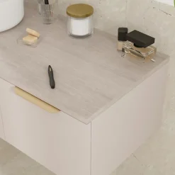 Plan De Travail Buanderie|Plan De Travail Salle De Bains|GoodHome Plan de toilette L.120 x l.45 x ép.2 cm effet travertin Cadélia