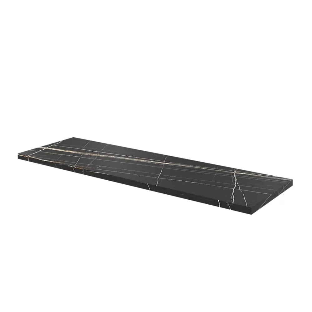 GoodHome Plan de toilette L.140 x l.45 x ép.2 cm effet marbre noir Cadélia