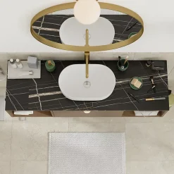 GoodHome Plan de toilette L.140 x l.45 x ép.2 cm effet marbre noir Cadélia