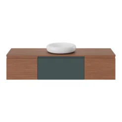 GoodHome Plan de toilette L.140 x l.45 x ép.2 cm effet marbre vert Cadélia