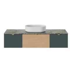 GoodHome Plan de toilette L.140 x l.45 x ép.2 cm effet marbre vert Cadélia