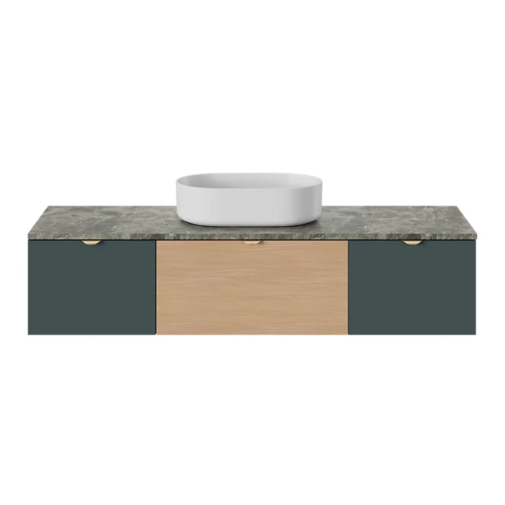 GoodHome Plan de toilette L.140 x l.45 x ép.2 cm effet marbre vert Cadélia