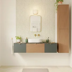GoodHome Plan de toilette L.140 x l.45 x ép.2 cm effet marbre vert Cadélia