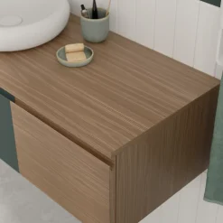 GoodHome Plan de toilette L.140 x l.45 x ép.2 cm effet marbre vert Cadélia