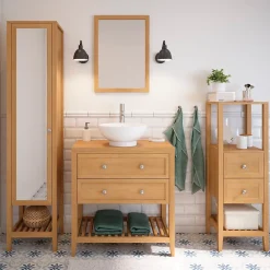 Plan De Travail Buanderie|Plan De Travail Salle De Bains|GoodHome Plan de toilette placage chêne L.80,4 x l.45,2 x ép.2,8 cm, Perma