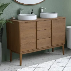 Plan De Travail Buanderie|GoodHome Plan de toilette placage chêne L.120 x 45 cm Kabayan
