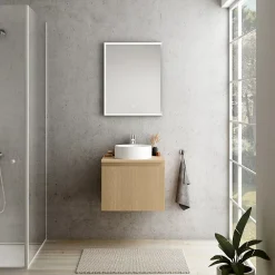 Plan De Travail Buanderie|Plan De Travail Salle De Bains|Ipiemme SRL Plan de toilette plaqué chêne miel L.60 x l.51,5 x ép.2 cm, Pura+